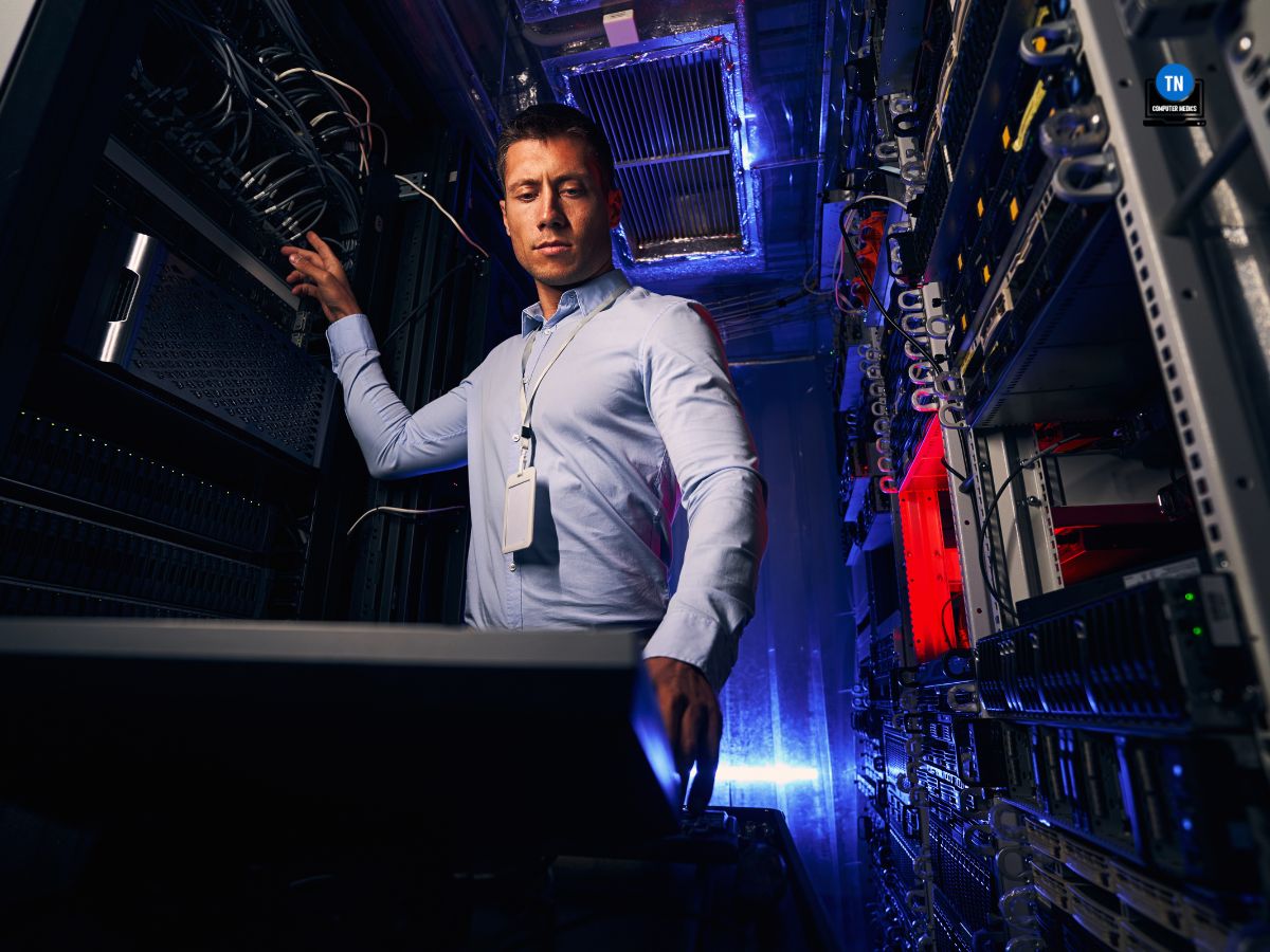 Data center engineer setting up network infrastructure - Huntsville Computer Repair